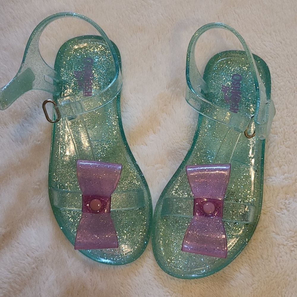 Girl's Jelly Sandals Oshkosh Size 11 Teal Sparkle